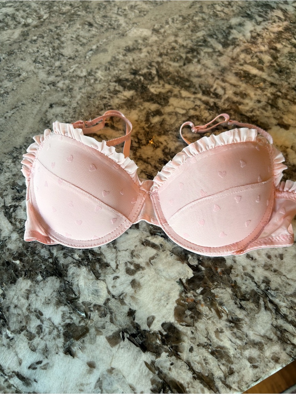 Marilyn Monroe Pink Ruffle Heart Detail Push-Up Bra